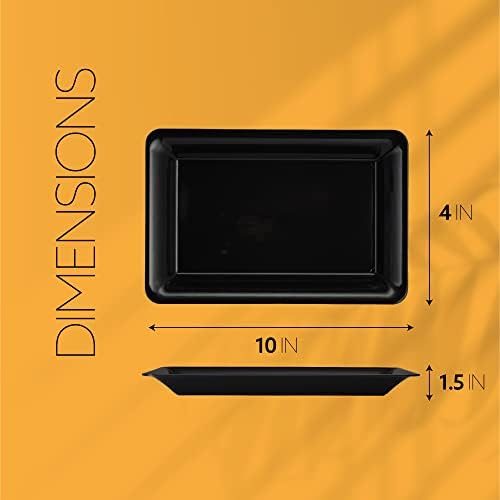 Plastic Serving Trays - Serving Platters Rectangle 10 X 14 Disposable Party Dish Black Pack of 4 in Black, alternate view 3