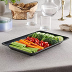 Plastic Serving Trays - Serving Platters Rectangle 10 X 14 Disposable Party Dish Black Pack of 4 in Black, alternate view 4