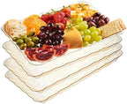 Plastic Serving Trays - Serving Platters Rectangle 9X13 Disposable Gold Glitter Party Dish Includes 4 Trays in