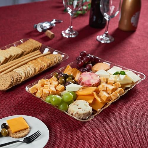 Plastic Serving Trays - Serving Platters Rectangle 9X13 Disposable Gold Glitter Party Dish Includes 4 Trays in, alternate