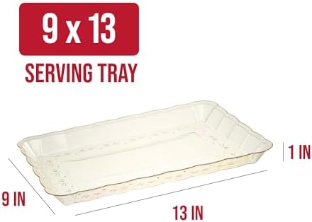 Plastic Serving Trays - Serving Platters Rectangle 9X13 Disposable Gold Glitter Party Dish Includes 4 Trays in, alternate