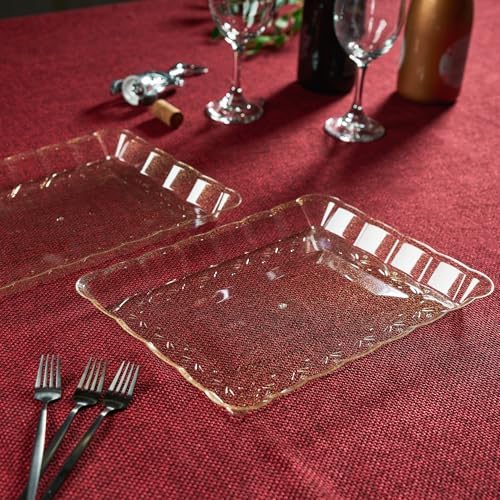 Plastic Serving Trays - Serving Platters Rectangle 9X13 Disposable Gold Glitter Party Dish Includes 4 Trays in, alternate
