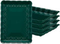 Plastic Serving Trays - Serving Platters Rectangle 9X13 Disposable Green Christmass Party Dish Includes 4 Trays