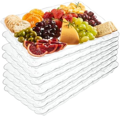 Plastic Serving Trays - Serving Platters Rectangle 9X13 Disposable Party Dish 8 Clear in Clear