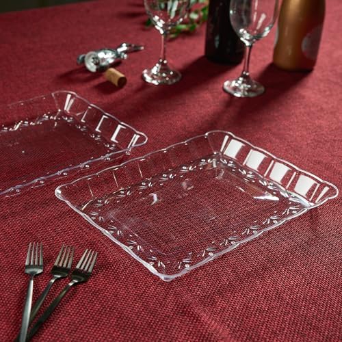 Plastic Serving Trays - Serving Platters Rectangle 9X13 Disposable Party Dish 8 Clear in Clear, alternate view 5