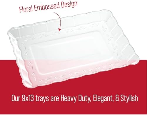 Plastic Serving Trays - Serving Platters Rectangle 9X13 Disposable Party Dish 8 Clear in Clear, alternate view 6
