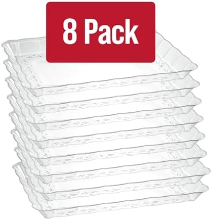 Plastic Serving Trays - Serving Platters Rectangle 9X13 Disposable Party Dish 8 Clear in Clear, alternate view 7