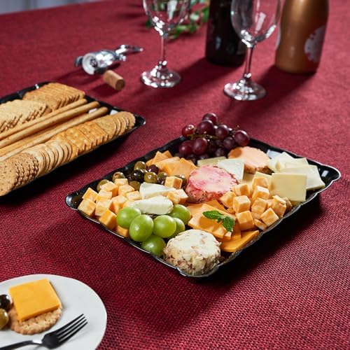 Plastic Serving Trays - Serving Platters Rectangle 9X13 Disposable Party Dish Includes 8 Black Trays in Black, alternate view