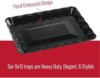 Plastic Serving Trays - Serving Platters Rectangle 9X13 Disposable Party Dish Includes 8 Black Trays in Black, alternate view