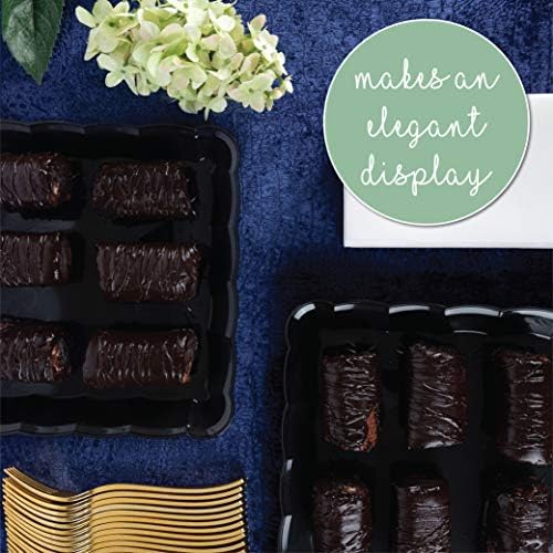 Plastic Serving Trays - Serving Platters Rectangle 9X13 Disposable Party Dish Includes 8 Black Trays in Black, alternate view