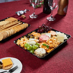Plastic Serving Trays - Serving Platters Rectangle 9X13 Disposable Party Dish 12 Black Trays in Black, alternate view 2