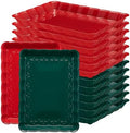 Plastic Serving Trays - Serving Platters Rectangle 9X13 Disposable Party Dish Includes 12 6 Green & 6 Red