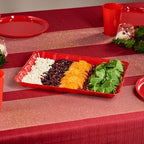 Plastic Serving Trays - Serving Platters Rectangle 9X13 Disposable Party Dish Includes 12 6 Green & 6 Red, alternate view 3