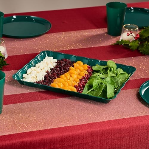 Plastic Serving Trays - Serving Platters Rectangle 9X13 Disposable Party Dish Includes 12 6 Green & 6 Red, alternate view 4