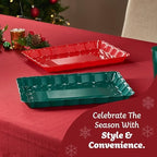 Plastic Serving Trays - Serving Platters Rectangle 9X13 Disposable Party Dish Includes 12 6 Green & 6 Red, alternate view 7