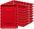 Plastic Serving Trays - Serving Platters Rectangle 9X13 Disposable Party Dish Includes 8 Red Christmas Trays in
