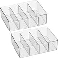 Plastic Stackable Tea Bag Storage Organizer Bin with 4 Divided Compartments - Holder for Kitchen Cabinet
