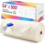 Plastic Table Cloth, 54In x 300Ft Plastic Table Cloth Disposable in 54" x 3600" (Rectangular) in Creamy White