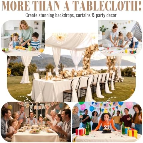 Plastic Table Cloth, 54In x 300Ft Plastic Table Cloth Disposable in 54" x 3600" (Rectangular) in Creamy White, alternate view