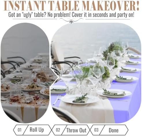 Plastic Table Cloth Disposable, 54In X 300F Table Cover Roll of Oilproof in 54" x 3600" (Rectangular) in Purple, alternate
