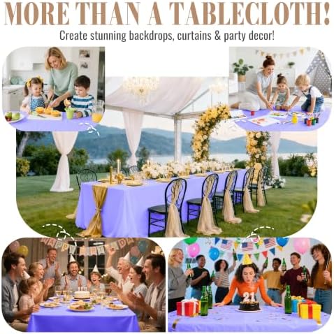 Plastic Table Cloth Disposable, 54In X 300F Table Cover Roll of Oilproof in 54" x 3600" (Rectangular) in Purple, alternate