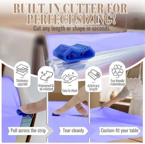 Plastic Table Cloth Disposable, 54In X 300F Table Cover Roll of Oilproof in 54" x 3600" (Rectangular) in Purple, alternate