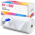 Plastic Table Cloth Disposable, 54In X 300Ft White Table Cover Roll in 54" x 3600" (Rectangular) in White