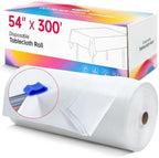 Plastic Table Cloth Disposable, 54In X 300Ft White Table Cover Roll in 54" x 3600" (Rectangular) in White