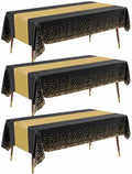 Plastic Table Cloth Disposable 54x108 Black Gold 3Pack