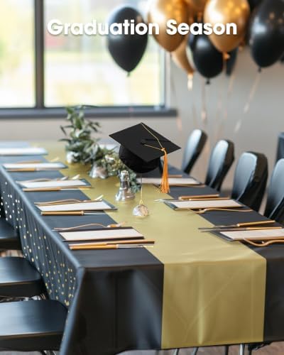 Plastic Table Cloth Disposable 54x108 Black Gold 3Pack, alternate view 4