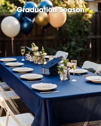 Plastic Table Cloth Disposable 54x108 Navy Blue 3Pack, alternate view 6