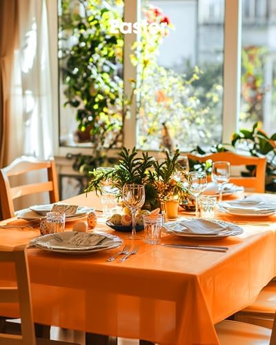 Plastic Table Cloth Disposable 54x108 Orange 3Pack, alternate view 5