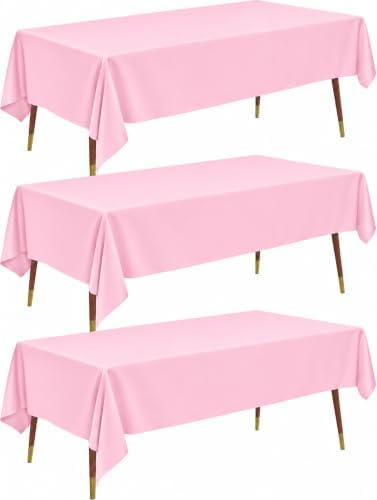 Plastic Table Cloth Disposable 54x108 Pink 3Pack
