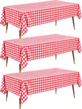 Plastic Table Cloth Disposable 54x108 Red Plaid 3Pack
