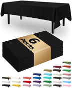Plastic Table Cloth Disposable 6 Pack, 54 x 108 Inch, Black in 54 x 108 Inch in Black