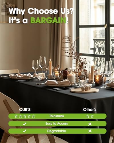 Plastic Table Cloth Disposable 6 Pack, 54 x 108 Inch, Black in 54 x 108 Inch in Black, alternate view 6