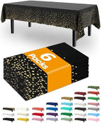 Plastic Table Cloth Disposable 6 Pack, 54 x 108 Inch, Black Gold in 54 x 108 Inch