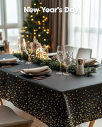 Plastic Table Cloth Disposable 6 Pack, 54 x 108 Inch, Black Gold in 54 x 108 Inch, alternate view 4