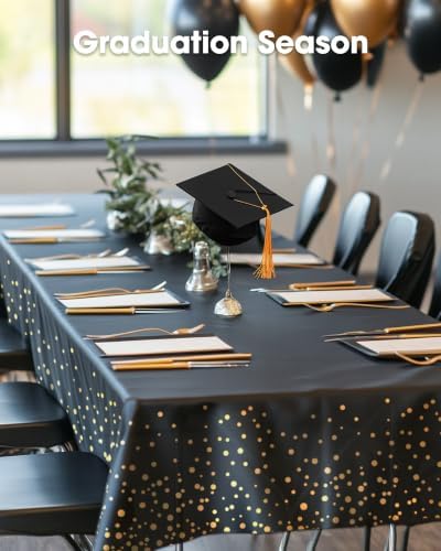Plastic Table Cloth Disposable 6 Pack, 54 x 108 Inch, Black Gold in 54 x 108 Inch, alternate view 5