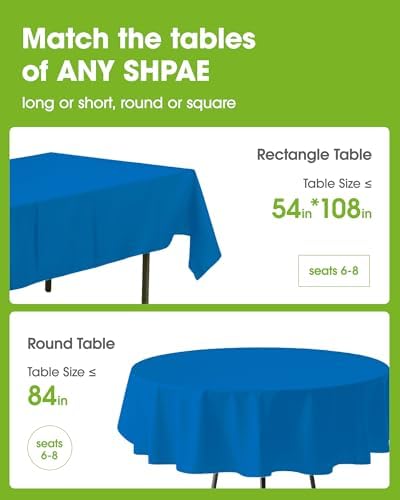 Plastic Table Cloth Disposable 6 Pack, 54 x 108 Inch, Blue in 54 x 108 Inch in Blue, alternate view 2