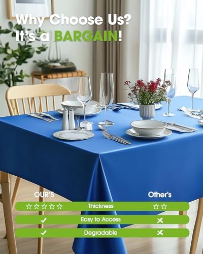 Plastic Table Cloth Disposable 6 Pack, 54 x 108 Inch, Blue in 54 x 108 Inch in Blue, alternate view 6
