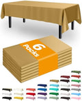 Plastic Table Cloth Disposable 6 Pack, 54 x 108 Inch, Gold in 54 x 108 Inch in Gold