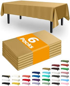 Plastic Table Cloth Disposable 6 Pack, 54 x 108 Inch, Gold in 54 x 108 Inch in Gold