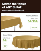 Plastic Table Cloth Disposable 6 Pack, 54 x 108 Inch, Gold in 54 x 108 Inch in Gold, alternate view 2