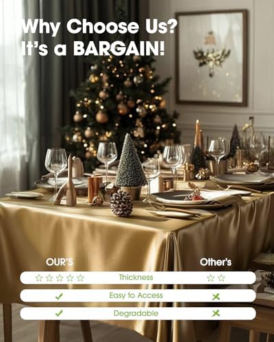 Plastic Table Cloth Disposable 6 Pack, 54 x 108 Inch, Gold in 54 x 108 Inch in Gold, alternate view 6
