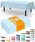 Plastic Table Cloth Disposable 6 Pack, 54 x 108 Inch, Light Blue in 54 x 108 Inch in Light Blue