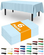 Plastic Table Cloth Disposable 6 Pack, 54 x 108 Inch, Light Blue in 54 x 108 Inch in Light Blue