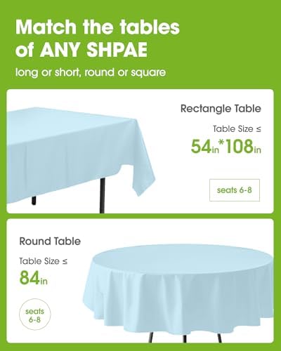 Plastic Table Cloth Disposable 6 Pack, 54 x 108 Inch, Light Blue in 54 x 108 Inch in Light Blue, alternate view 2