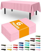 Plastic Table Cloth Disposable 6 Pack, 54 x 108 Inch, Pink in 54 x 108 Inch in Pink