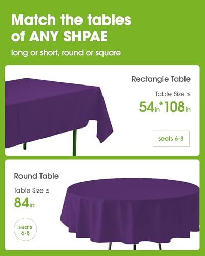 Plastic Table Cloth Disposable 6 Pack, 54 x 108 Inch, Purple in 54 x 108 Inch, alternate view 2